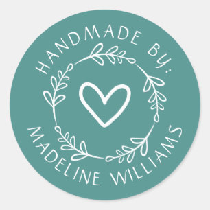 Dein Name Handmade by Runder Aufkleber