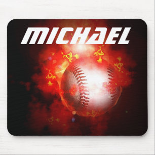 Dein Name Individuelle Flammende Baseball-Kunstwer Mousepad