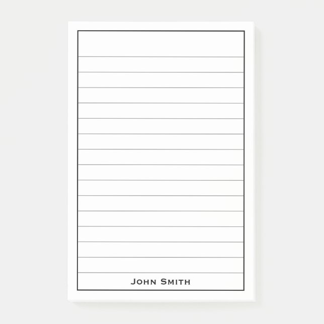 Dein Name | Minimalistische schwarze Linien in Unt Post-it Klebezettel (Vorderseite)