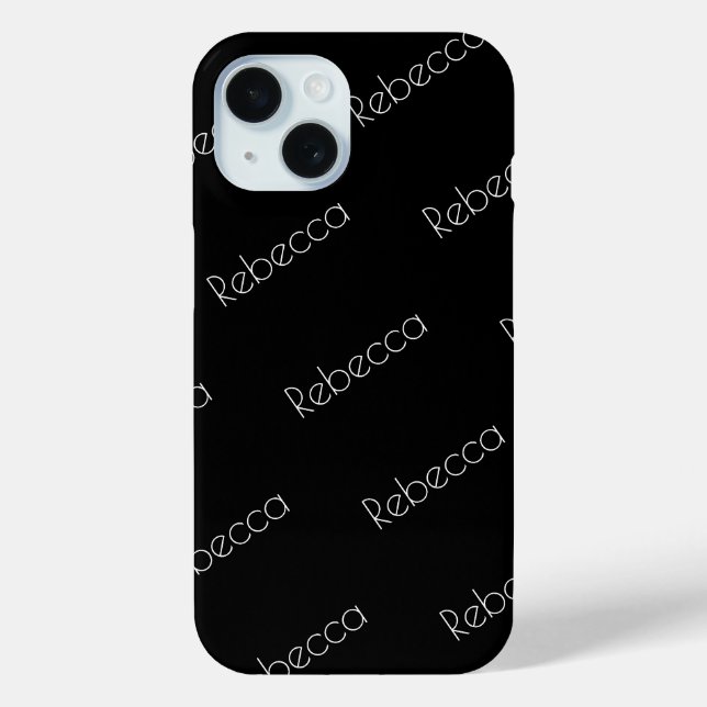 Dein Name | Moderne weiße Schrift schwarz Case-Mate iPhone Hülle (Rückseite)