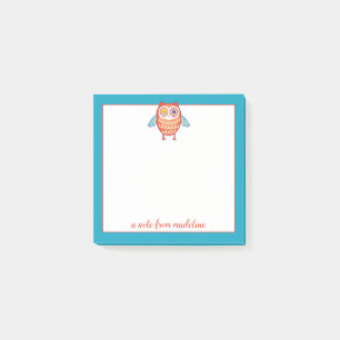 Dein Name   Niedliches farbiges Eule Post-it Klebezettel