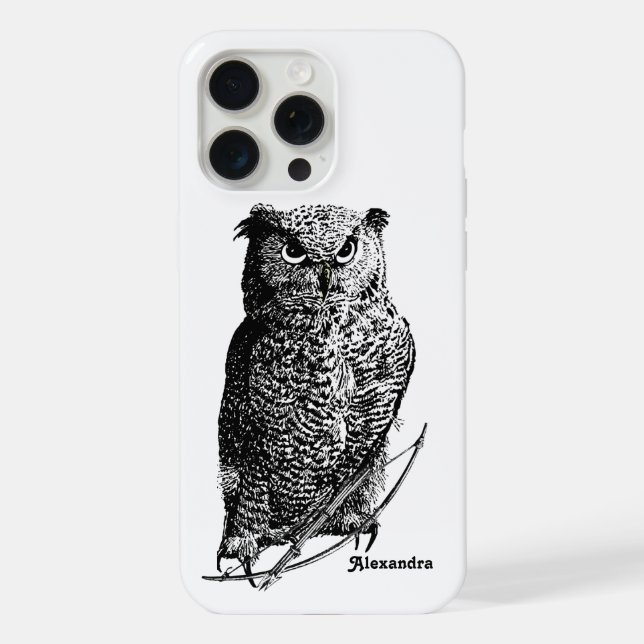 Dein Name oder Zitat Eule Bogen und Pfeil iPhone 15 Pro Max Hülle (Rückseite)