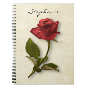 Dein Name   Rote Rose und Steppflorfotografie Notizblock