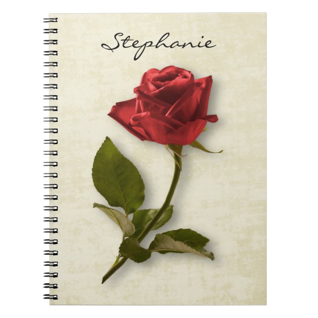 Dein Name | Rote Rose und Steppflorfotografie Notizblock (Vorderseite)