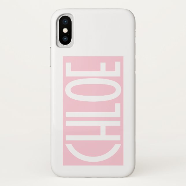 Dein Name | Weißer Text auf hellrosa Case-Mate iPhone Hülle (Rückseite)