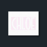 Dein Name | Weißer Text auf hellrosa Leinwanddruck<br><div class="desc">Augenfaszinierend und modern.</div>