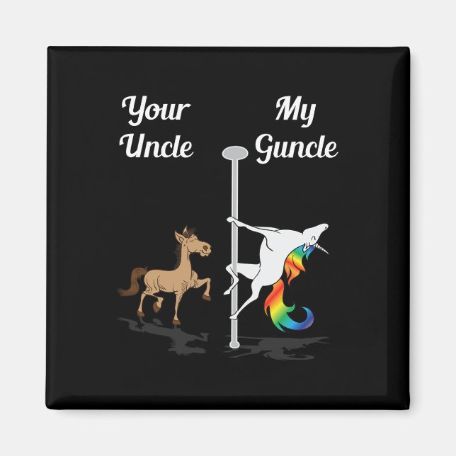 Dein Onkel Mein Onkel Du Me tanzen Unicorn Rainbo Magnet (Vorne)