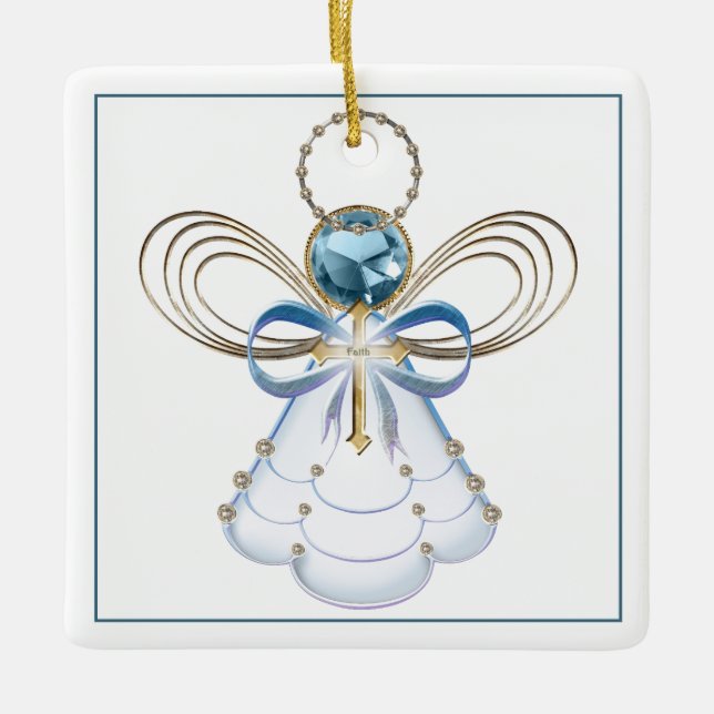 Dein Text: Der Weihnachtsgel des Glaubens Keramikornament (Vorderseite)
