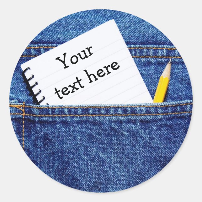 "Dein Text hier" Notebook in Pocket Runder Aufkleber (Vorderseite)