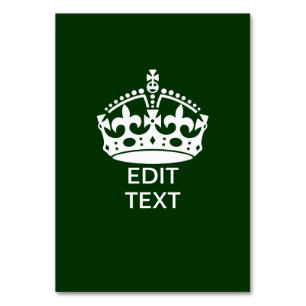 Dein Text KEEP CALM CROWN auf Grün - Anpassbar! Tischnummer
