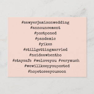 Deine 12 Hashtags Blush Pink Postpared Hochzeit Postkarte