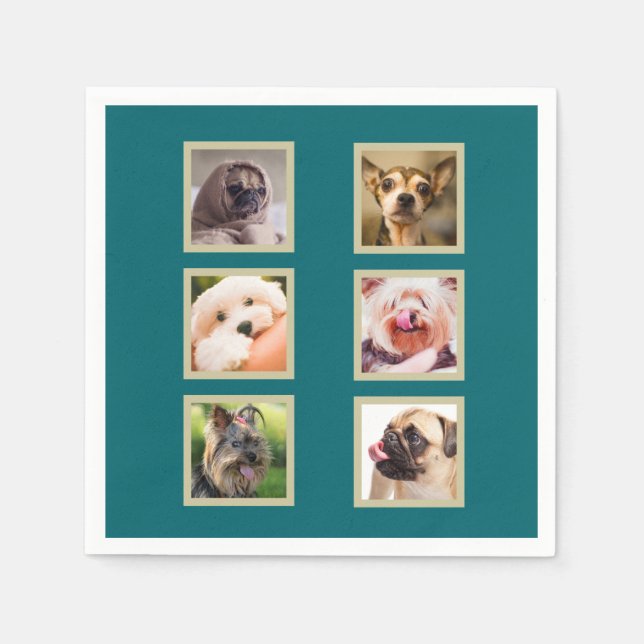 DEINE 6 FOTOS / Niedliche Hunde individuelle Papie Serviette (Vorderseite)