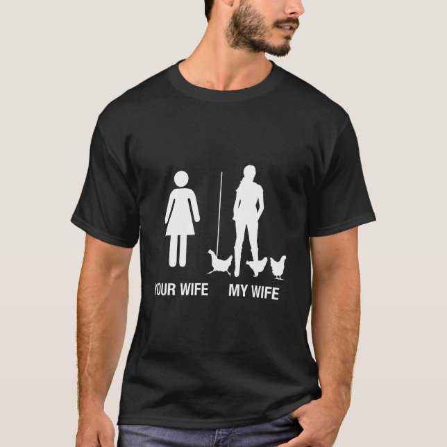 Deine Ehefrau Meine Ehefrau Hühnchen Lady Bauer Hu T-Shirt (Vorderseite)