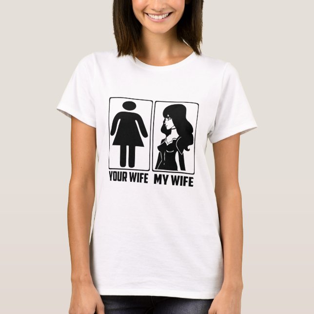 Deine Ehefrau Meine Ehefrau Superhero Funny T-Shirt (Vorderseite)