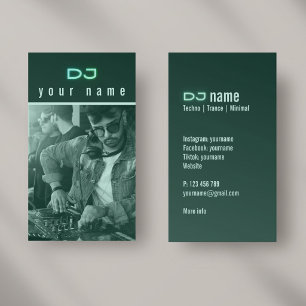 Deine eigene DJ-Foto-Techno-Grün-Geschäftskarte Visitenkarte