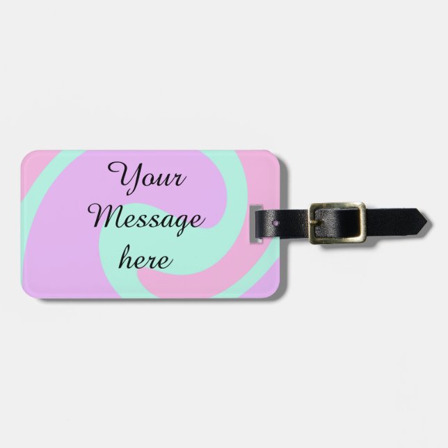 Deine Nachricht hier Textname Monogramm rosa Paste Gepäckanhänger (Vorderseite horizontal)