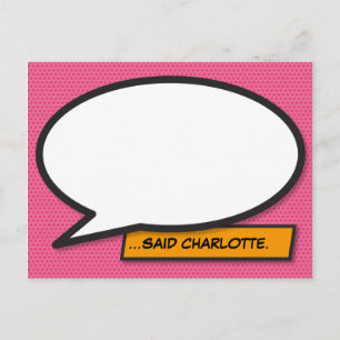 Deine Nachrichten-Sprechblase Pink Comic-Book Postkarte