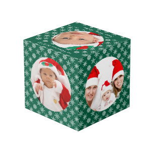 Deine runden Fotos Santa Baby Grün & Schneeflocken Würfel