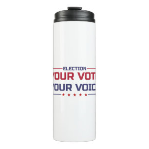 Deine Stimme Deine Wahl farbige Schrift Thermosbecher