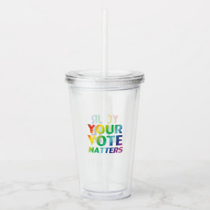 "Deine Stimme zählt" Stolz lgbtq lgbt Regenbogenfa Acryltrinkbecher