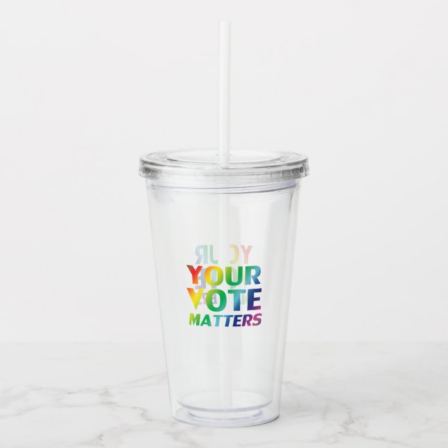 "Deine Stimme zählt" Stolz lgbtq lgbt Regenbogenfa Acryltrinkbecher (Vorderseite)