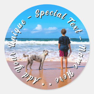 Deine Tierfoto-Sticker Personalisierter Text Runder Aufkleber