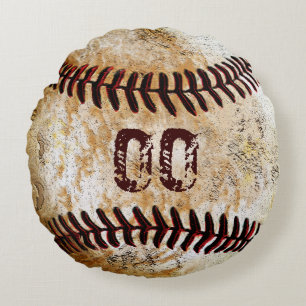 Deine Trikotnummer Runde Vintage-Baseball-Kissen Rundes Kissen