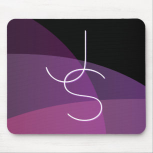 Deine überlappenden Initialen Modern Lila & Pink Mousepad