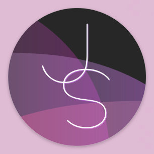 Deine überlappenden Initialen Modern Lila & Pink Runder Aufkleber