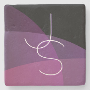 Deine überlappenden Initialen   Modern Lila & Pink Steinuntersetzer