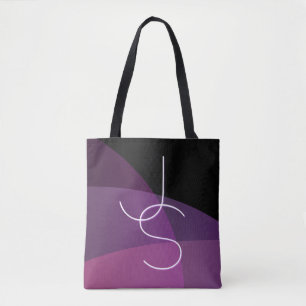 Deine überlappenden Initialen Modern Lila & Pink Tasche