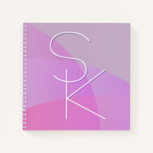 Deine überlappenden Initialen Moderne rosa Geome Notizbuch