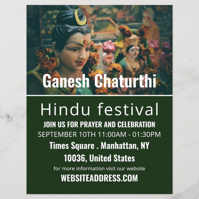 Deity God Statue, Hindu Event Advertising Flyer (Vorne)