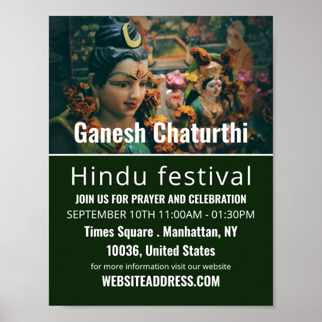 Deity God Statue, Hindu Event Advertising Poster (Vorne)