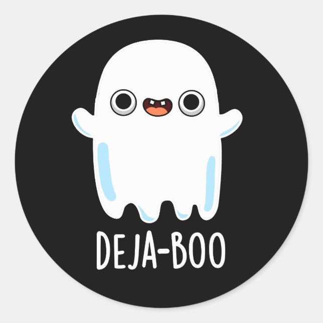 Deja Boo Funny Ghost Pun Dark BG Runder Aufkleber (Vorderseite)