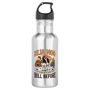 Deja Moo Lustige Kuh Western Vintage-Shirt-Design_ Edelstahlflasche