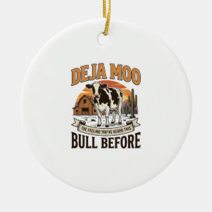 Deja Moo Lustige Kuh Western Vintage-Shirt-Design_ Keramik Ornament
