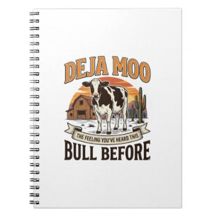 Deja Moo Lustige Kuh Western Vintage-Shirt-Design_ Notizblock