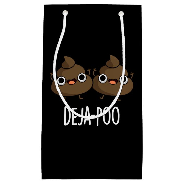 Deja Poo Funny Double Kack Pun Dark BG Kleine Geschenktüte (Vorderseite)
