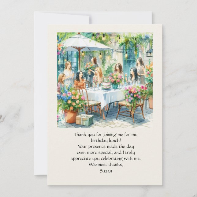 Déjeuner d'anniversaire Carte de remerciements pla (Devant)