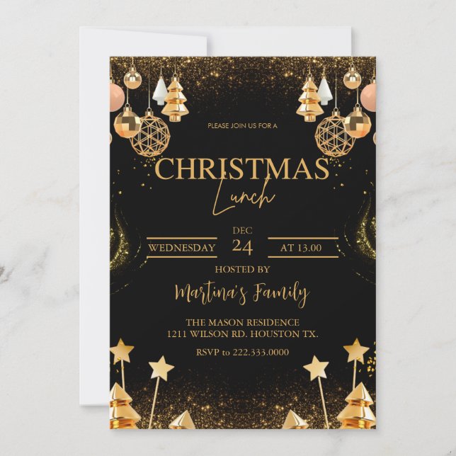 Déjeuner de Noël Invitations Fête (Devant)