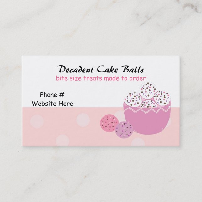 Dekadent Cake Balls Visitenkarte (Vorderseite)