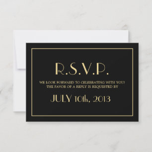 Dekadent Deko elegante schwarze Hochzeitsreaktion RSVP Karte