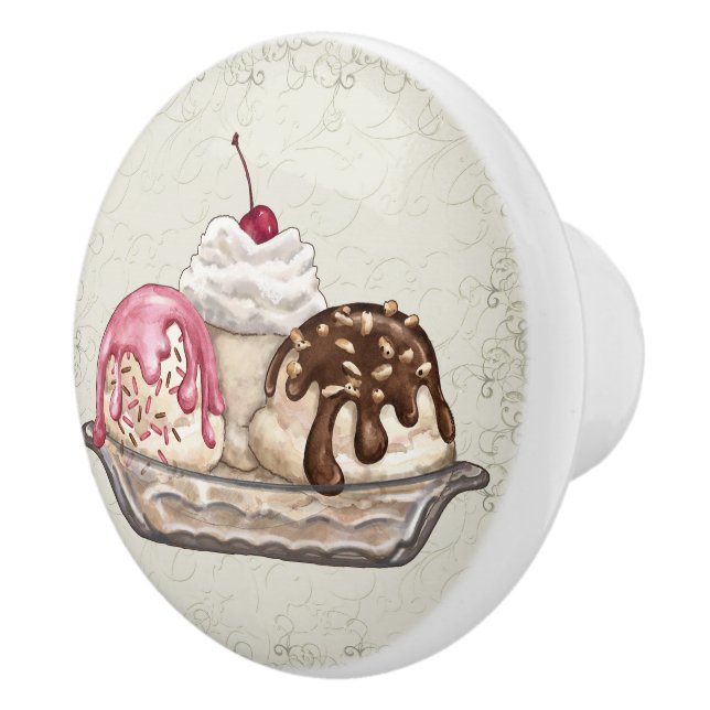 Dekadent Neopolitan Ice Cream Sundae Drawer Puls Keramikknauf (Rechts)