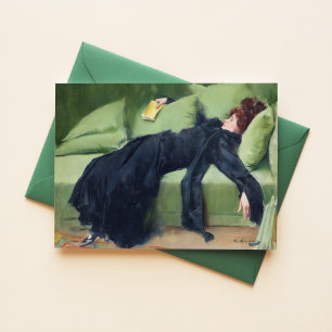 Dekadent Young Woman Ramon Casas Vintag Art Card Postkarte