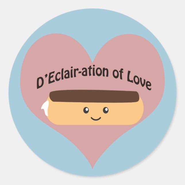 D'eklair of Liebe Runder Aufkleber (Vorderseite)