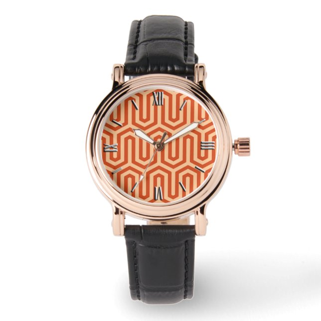 Deko Ägyptisches Motiv - Korallenorange Armbanduhr (Vorderseite)