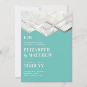 Deko Aquamarin Silver Minimalistisch Typografy Wed