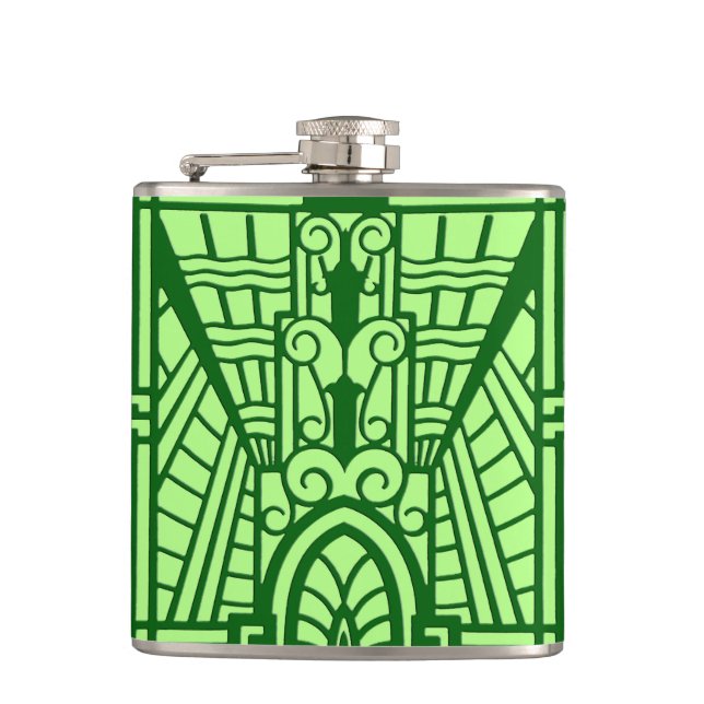 Deko Architectural Pattern, Light Jade Green Flachmann (Vorderseite)