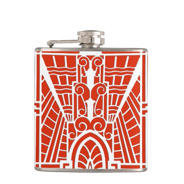 Deko Architectural Pattern, Mandarin Orange Flachmann (Vorderseite)